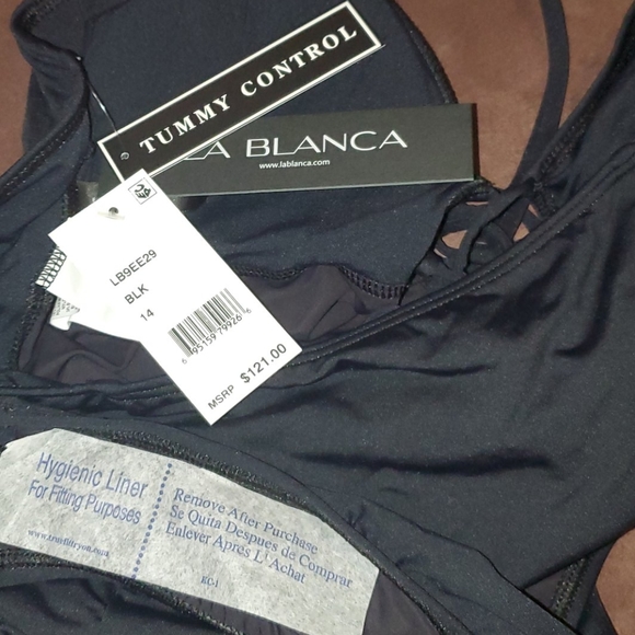 La Blanca Black Island tie 1pc Swimsuit Size 14 - Picture 7 of 8